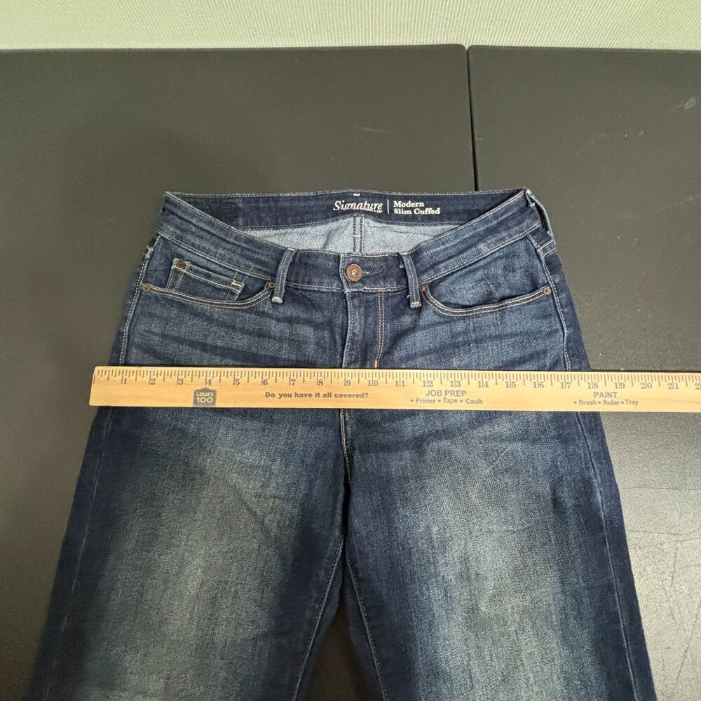 Levis Womens Mid-Rise Skinny Jeans W28 Size 6 Dark Wash Denim Rolled Cuffs - Picture 6 of 10